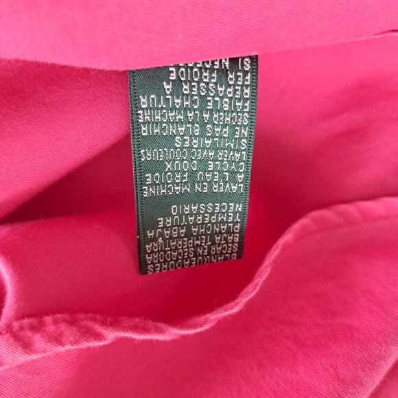 LAUREN Pink Button Down Camp Shirt Large Cotton Roll Tab Sleeve Pockets - Picture 11 of 11